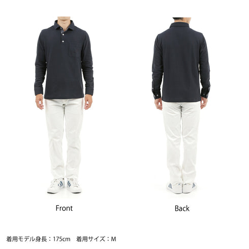 Polo shirt, stand-collar shirt, made from Japanese fabric, sweat-absorbing, quick-drying, easy-care, cotton/polyester, FL22FW-002M, men's