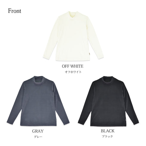 【日本製】 ハイネック インナー レディース 長袖 暖かい 表起毛 柔らかい 保湿 無地 ブラック(FL22FW-012W-bk)