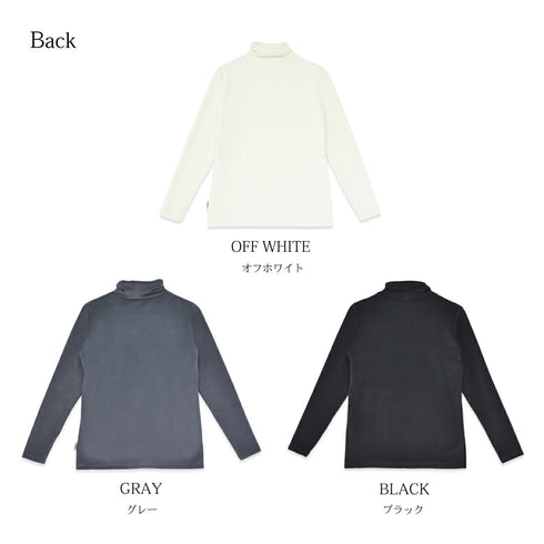 【日本製】 タートルネック インナー レディース 長袖 暖かい 表起毛 柔らかい 保湿 無地 オフホワイト(FL22FW-013W-owh)