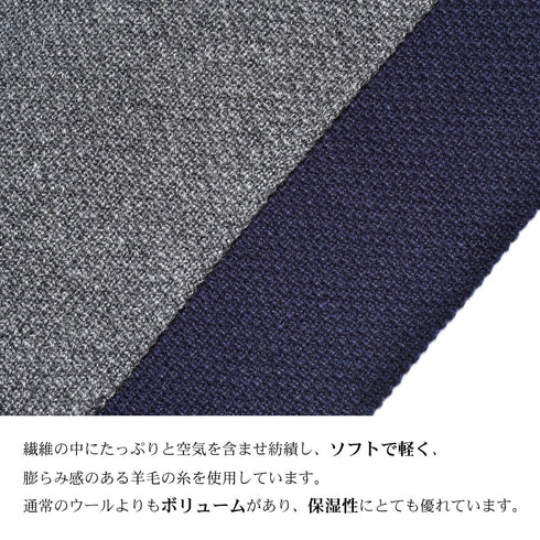 【日本製】 マフラー メンズ ウール 暖かい 通し穴 ユニセックス 無地 グレー(BMZ22-012-gr)