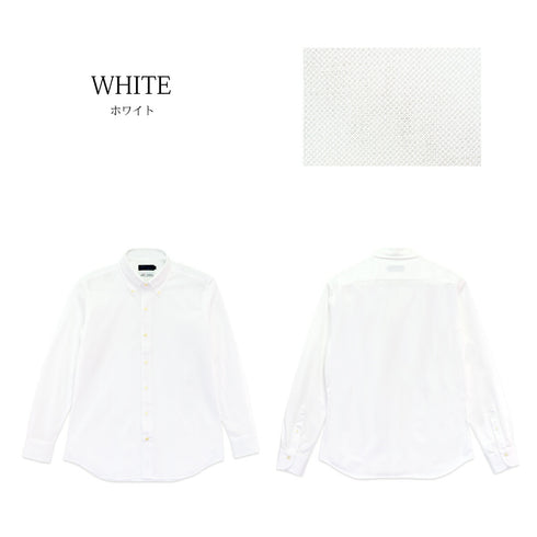 【日本製】 ワイシャツ メンズ 長袖 ビジネス 鹿の子 イージーケア ノーアイロン 無地 ボタンダウン アルビニ サックス(SNKJ22-014-sa)