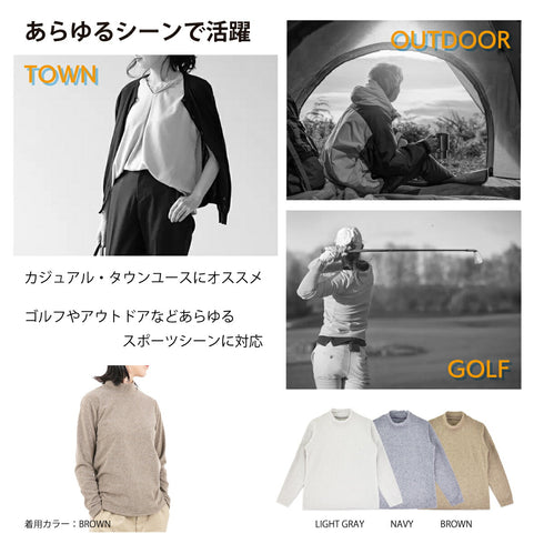 フリース ハイネック レディース 長袖 カットソー 暖かい 起毛 ストレッチ 無地 ネイビー(FL22FW-016W-na)