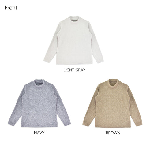 フリース ハイネック レディース 長袖 カットソー 暖かい 起毛 ストレッチ 無地 ネイビー(FL22FW-016W-na)