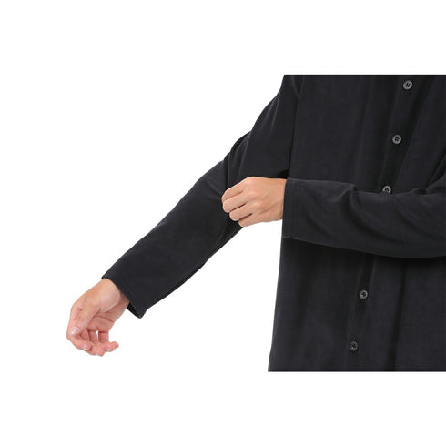 【日本製】 シャツ メンズ 長袖 暖かい 表起毛 無地 バンドカラー ブラック(FL22FW-009M-bk)