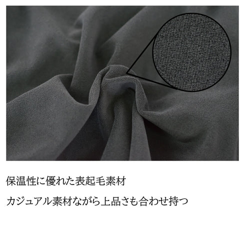 【日本製】 シャツ メンズ 長袖 暖かい 表起毛 無地 バンドカラー ブラック(FL22FW-009M-bk)