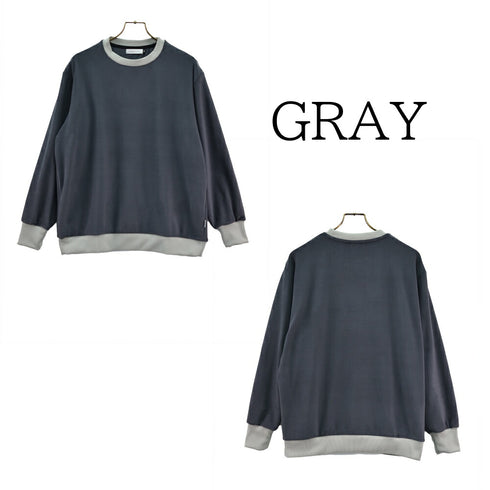 【日本製】スウェット メンズ トレーナー 暖かい 表起毛 クルーネック 無地 グレー(FL22FW-018M-gr)