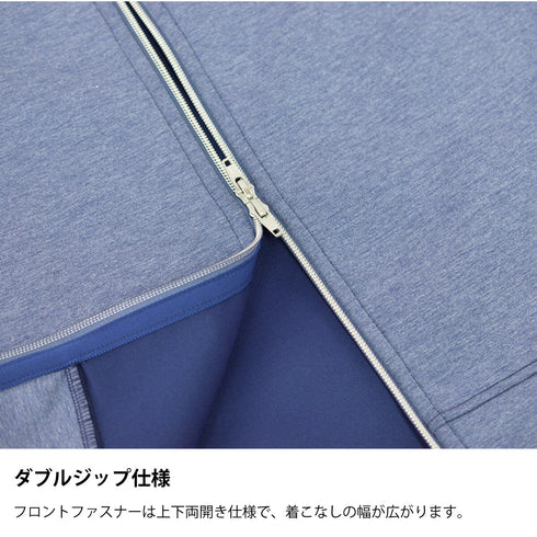 【日本製】 スウェットパーカー メンズ 厚手 フルジップ カイロポケット ダンボールニット ブルー(YMT-002-bl)