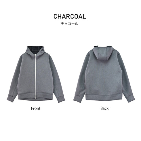 【日本製】 スウェットパーカー メンズ 厚手 フルジップ カイロポケット ダンボールニット ブルー(YMT-002-bl)