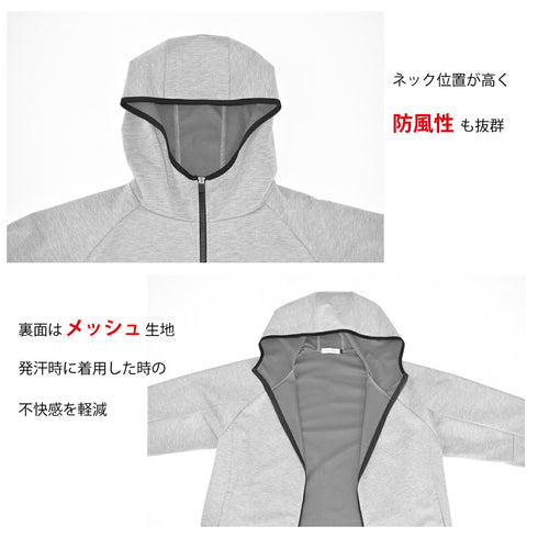 ジャケット メンズ フルジップパーカー 長袖 撥水 防風 UVカット ポケット 無地 ネイビー(FL23SS-007M-na)