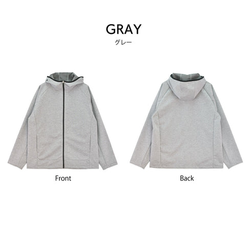 ジャケット メンズ フルジップパーカー 長袖 撥水 防風 UVカット ポケット 無地 グレー(FL23SS-007M-gr)