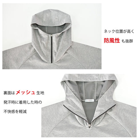 マウンテンパーカー メンズ プルオーバー 長袖 撥水 防風 UVカット ポケット 無地 グレー(FL23SS-008M-gr)