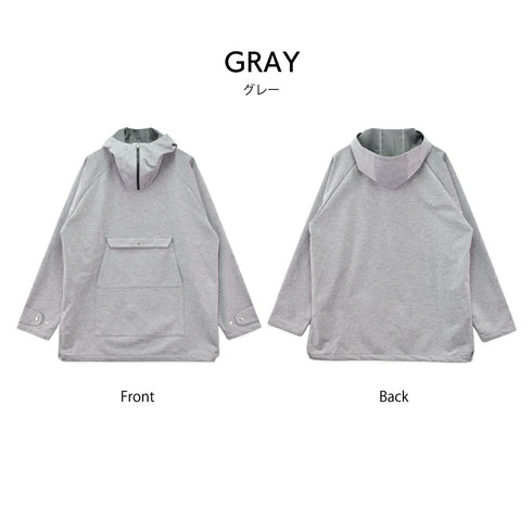 マウンテンパーカー メンズ プルオーバー 長袖 撥水 防風 UVカット ポケット 無地 グレー(FL23SS-008M-gr)