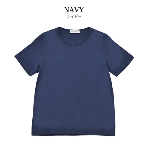 【日本製】 tシャツ レディース 半袖 カットソー クルーネック 軽い イージーケア 綿モダール コットン 無地 ブラック(FL23SS-0010W-bk)