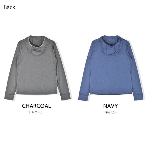 パーカー レディース フルジップ 吸汗速乾 UVカット 軽い 無地 羽織 チャコール(FL23SS-001W-ch)