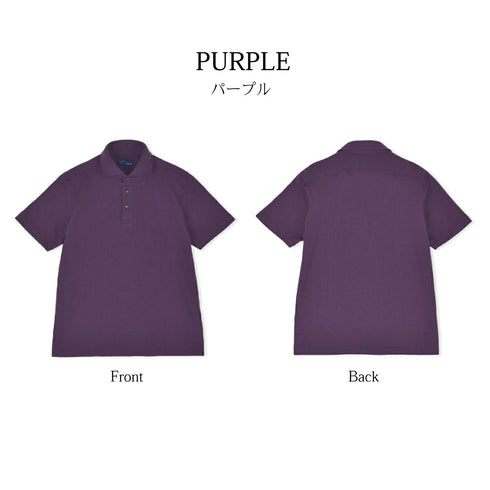 【日本製】 ポロシャツ メンズ 半袖 綿100% やわらかい 無地 ワイドカラー 裏毛ガーゼ チャコール(SPKS23-023-ch)