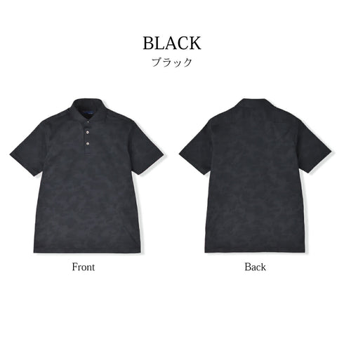 【日本製】 ポロシャツ メンズ 半袖 接触冷感 涼しい 吸水速乾 ワイドカラー カモフラージュ ホワイト(SPKJ23-030-wh)