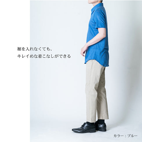 【日本製】 ワイシャツ メンズ 半袖 ビジネス プレミアム リネン100% 柔らかい 無地 レギュラーカラー ブラック(SHKJ23-033-bk)