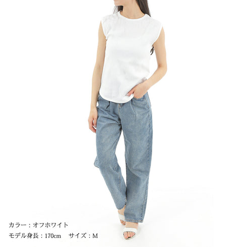 【日本製】 ノースリーブ レディース インナー タンクトップ オーガニックコットン 綿100% 無地 ネイビー(FL23SS-22W-na)