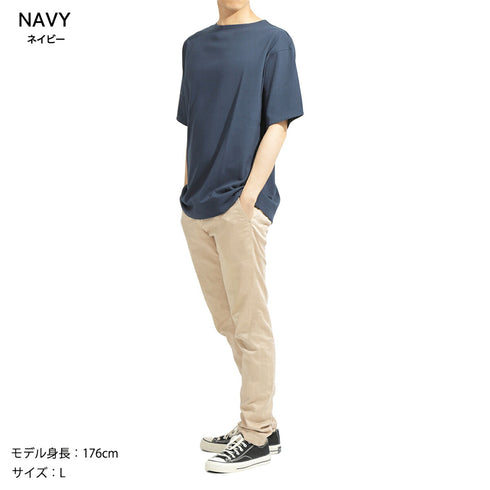【日本製】 tシャツ メンズ 半袖 厚手 ボートネック 大きいサイズ 綿100% ハードコットン 無地 ダークパープル(FL23SS-015M-dpu)