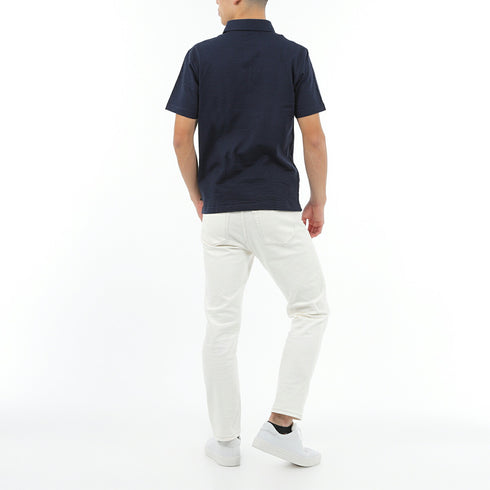 ポロシャツ メンズ 半袖 涼しい 軽い 無地 サッカー生地 レギュラーカラー ホワイト(FL23SS-003M-wh)