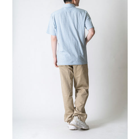 Short-sleeved polo shirt, polo shirt for men, made in Japan, short sleeve, striped, cool biz, easy care, organic, spkj23-031
