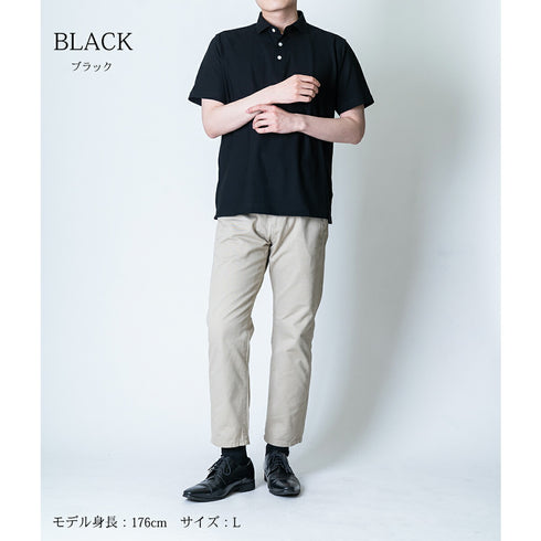 【日本製】 ポロシャツ メンズ 半袖 ビジネス 接触冷感 涼しい 無地 ワイドカラー 綿100% 強撚天竺 ブラウン(SPKJ23-032-br)