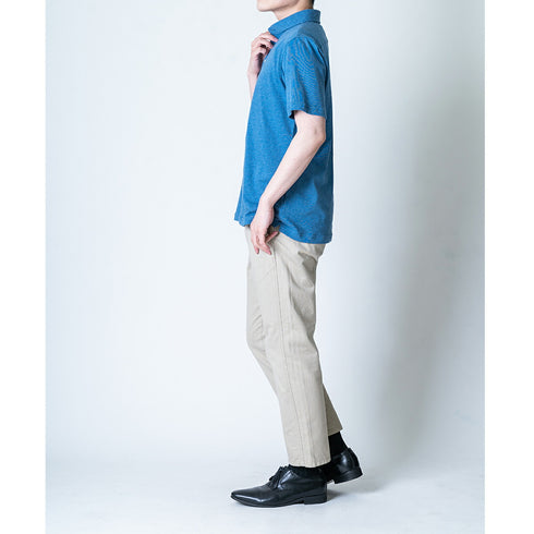 【日本製】 ポロシャツ メンズ 半袖 オーガニックコットン 綿100% やわらかい 無地 ワイドカラー ブラック(SPKJ23-029-bk)