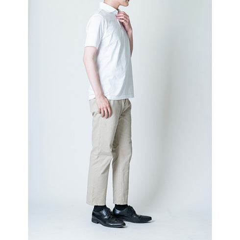 【日本製】 ポロシャツ メンズ 半袖 接触冷感 涼しい 吸水速乾 ワイドカラー カモフラージュ ホワイト(SPKJ23-030-wh)