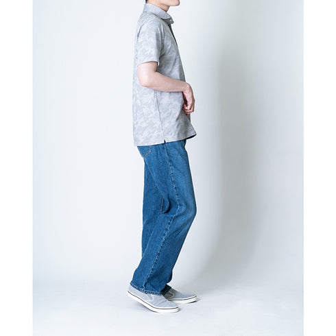 【日本製】 ポロシャツ メンズ 半袖 接触冷感 涼しい 吸水速乾 ワイドカラー カモフラージュ グレー(SPKJ23-030-gr)