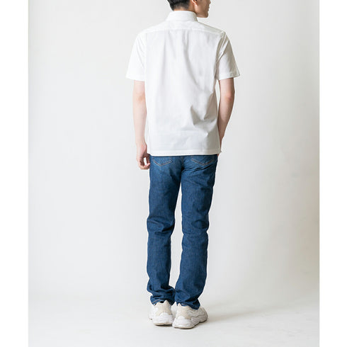 【日本製】 ポロシャツ メンズ 半袖 ビジネス 吸水速乾 イージーケア ノーアイロン 無地 ワイドカラー ホワイト(2021-PM5-wh)