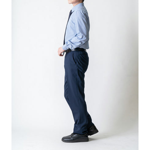 【日本製】 ワイシャツ メンズ ビジネス 長袖 ドレスシャツ レギュラーカラー ストライプ ネイビー(2022-SS26-na)