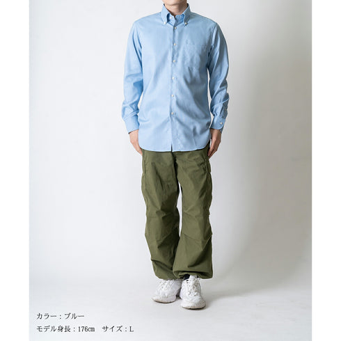 【日本製】オックスフォードシャツ メンズ 長袖 ビジネス カジュアル ワイシャツ 無地 ボタンダウン ホワイト(LFS22-002-wh)