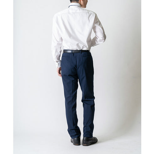 【日本製】 ワイシャツ メンズ ビジネス 長袖 ドレスシャツ 無地 レギュラーカラー コットンツイル 綿100% ホワイト(LFS22-006-wh)