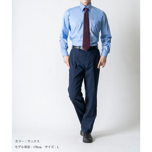 【日本製】 ワイシャツ メンズ ビジネス 長袖 ドレスシャツ 無地 レギュラーカラー コットンツイル 綿100% ホワイト(LFS22-006-wh)