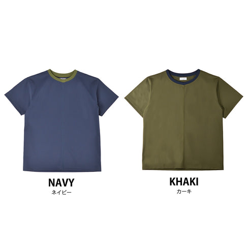 【日本製】 tシャツ 半袖 ユニセックス パフォーマンスtシャツ アドエルム エコ楽 無地 クルーネック 丸首 カノコ エコ素材 カーキ(Makuake-W05-1-kh)