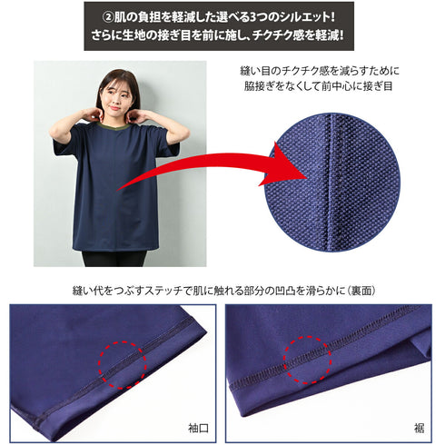 【日本製】 tシャツ 半袖 ユニセックス パフォーマンスtシャツ アドエルム エコ楽 無地 クルーネック 丸首 カノコ エコ素材 ネイビー(Makuake-W05-1-na)