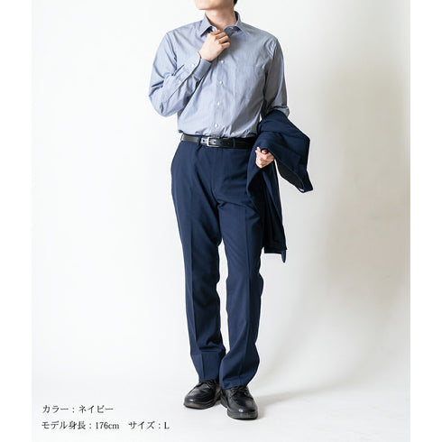 【日本製】 ワイシャツ メンズ ビジネス 長袖 ドレスシャツ レギュラーカラー ミジンストライプ ブルー(LFS22-004-bl)