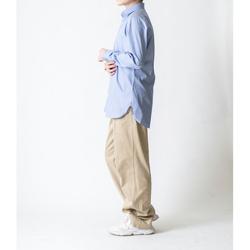 【日本製】 ワイシャツ メンズ ビジネス 長袖 ドレスシャツ レギュラーカラー ミジンストライプ ネイビー(LFS22-004-na)