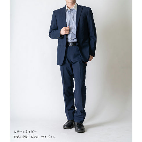 【日本製】 クレリックシャツ メンズ ビジネス 長袖 ワイシャツ ミジンストライプ ネイビー(LFS22-005-na)