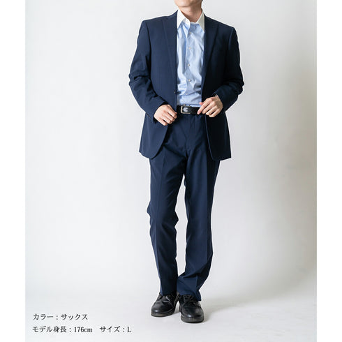 【日本製】 クレリックシャツ メンズ ビジネス 長袖 ワイシャツ ミジンストライプ ブルー(LFS22-005-bl)