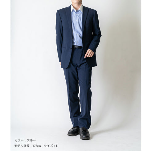 【日本製】 クレリックシャツ メンズ ビジネス 長袖 ワイシャツ ミジンストライプ ネイビー(LFS22-005-na)