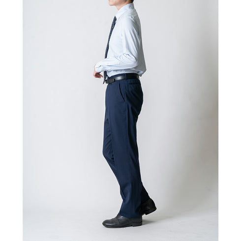 【日本製】 ワイシャツ メンズ 長袖 ビジネス ストレッチ イージーケア ノーアイロン ストライプ ボタンダウン サックス(SNKJ22-021-sa)