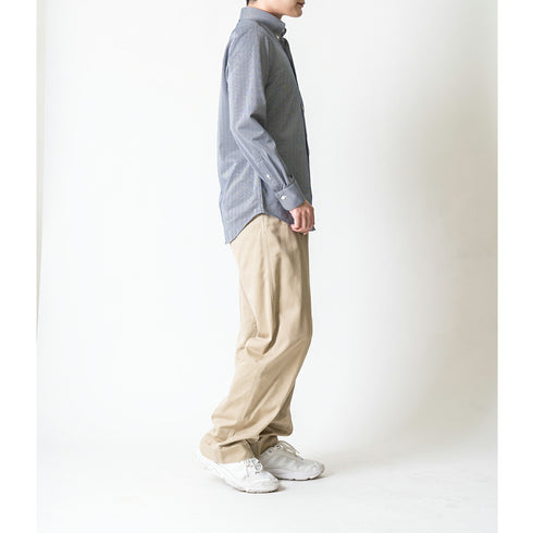 【日本製】 ワイシャツ メンズ ビジネス 長袖 カジュアル イージーケア ノーアイロン ストライプ ボタンダウン ネイビー(2021-SS18-na)