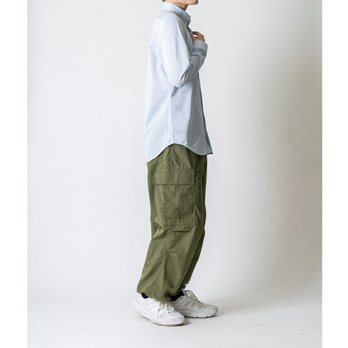 【日本製】 ワイシャツ メンズ ビジネス 長袖 カジュアル イージーケア ノーアイロン ストライプ ボタンダウン サックス(2021-SS18-sa)