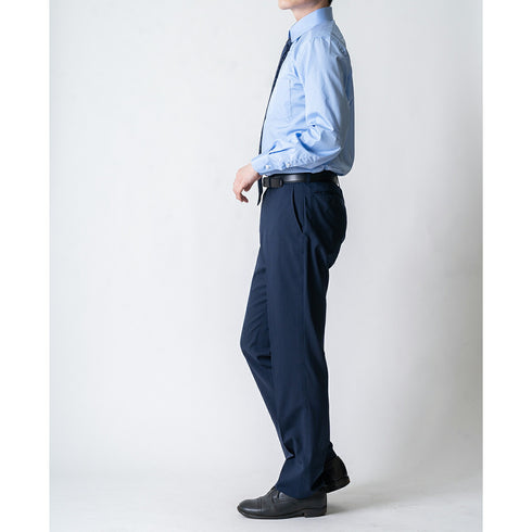 【日本製】ワイシャツ メンズ ビジネス 長袖 ドレスシャツ レギュラーカラー スーピマコットン 綿100% サックス(2021-ss10-sa)