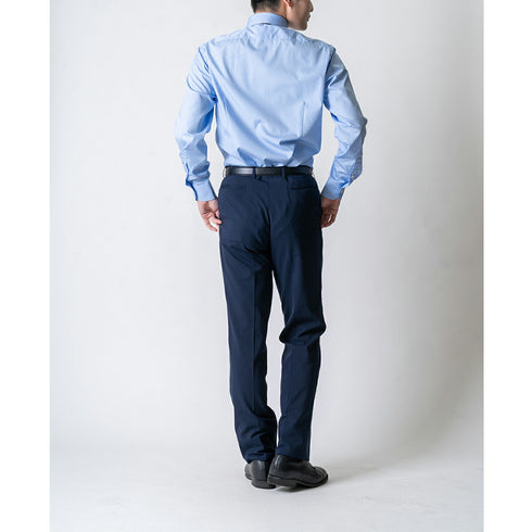 【日本製】ワイシャツ メンズ ビジネス 長袖 ドレスシャツ ワイドカラー スーピマコットン 綿100% サックス(2021-SS11-sa)