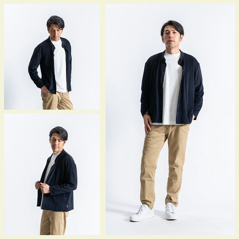 【日本製】 tシャツ メンズ 長袖 ゆったりサイズ クルーネック 丸首 無地 綿100% スムース天竺 ブラック(FL23FW-002-bk)