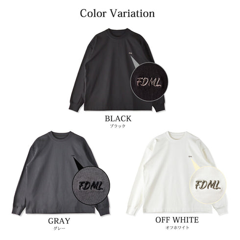 【日本製】 tシャツ メンズ 長袖 ゆったりサイズ クルーネック 丸首 無地 綿100% スムース天竺 ブラック(FL23FW-002-bk)