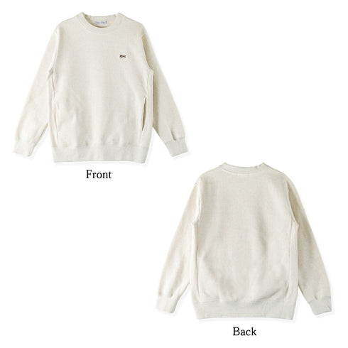 【日本製】 スウェット メンズ トレーナー 長袖 裏起毛 暖かい 無地 クルーネック 丸首 グレー杢(FL23FW-004-gr)