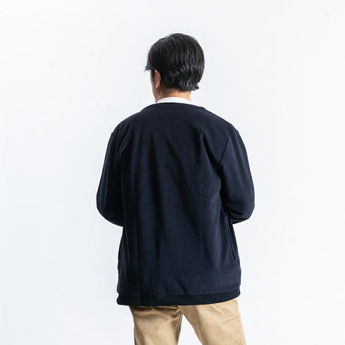 【日本製】ノーカラージャケット メンズ アウター 暖かい 表起毛 ジップ ポケット 無地 グレー(FL22FW-017M-gr)